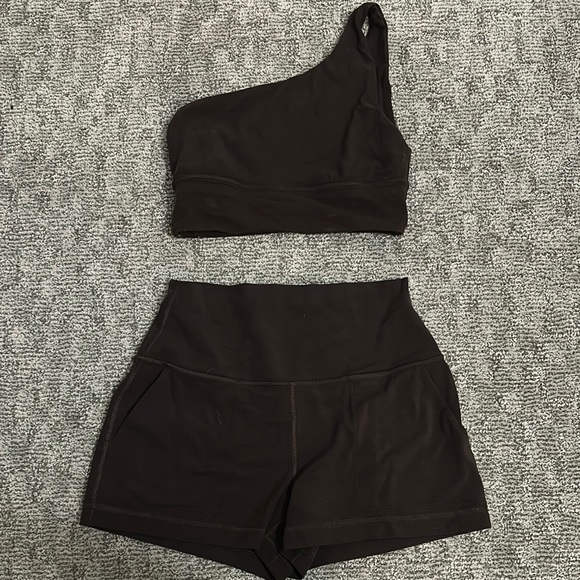 Brown Lululemon short and sports bra set - Picture 1 of 3